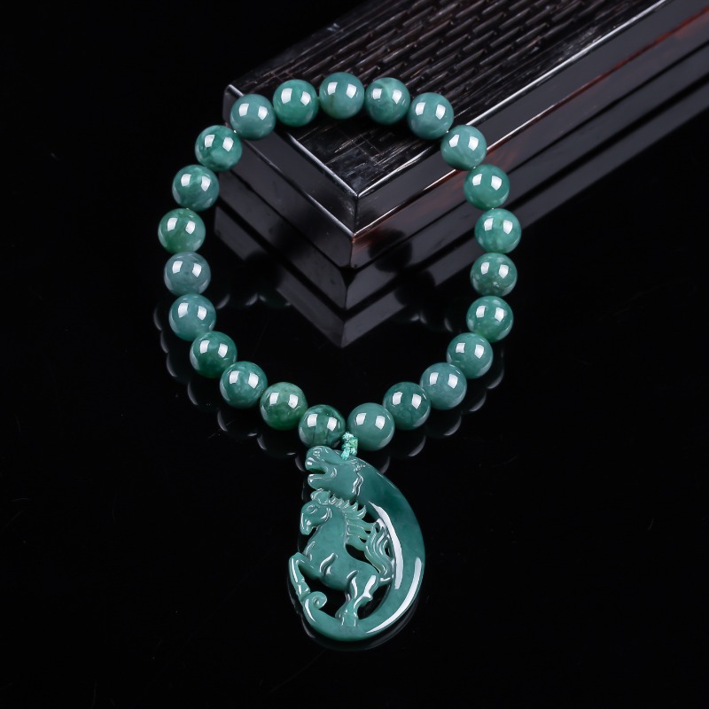 Jewelry & Watches Vitopoulos - Natural Jadeite Blue Water Zodiac Horse