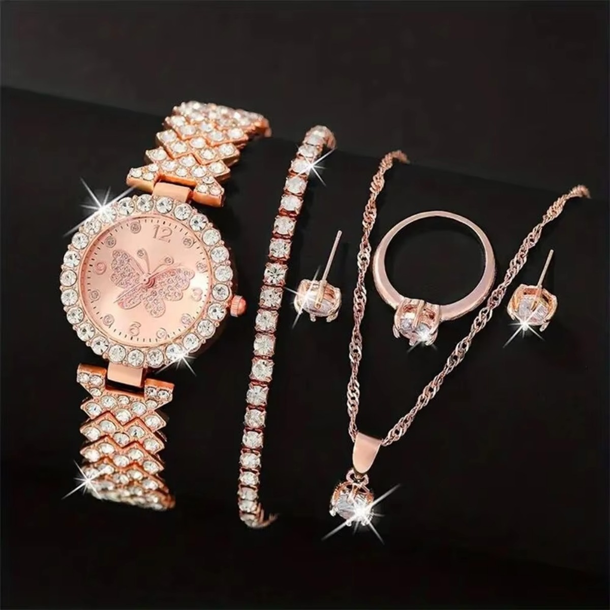 6PCS/Set Luxury Rhinestone But - Jewelry Like Watches 评论和价格