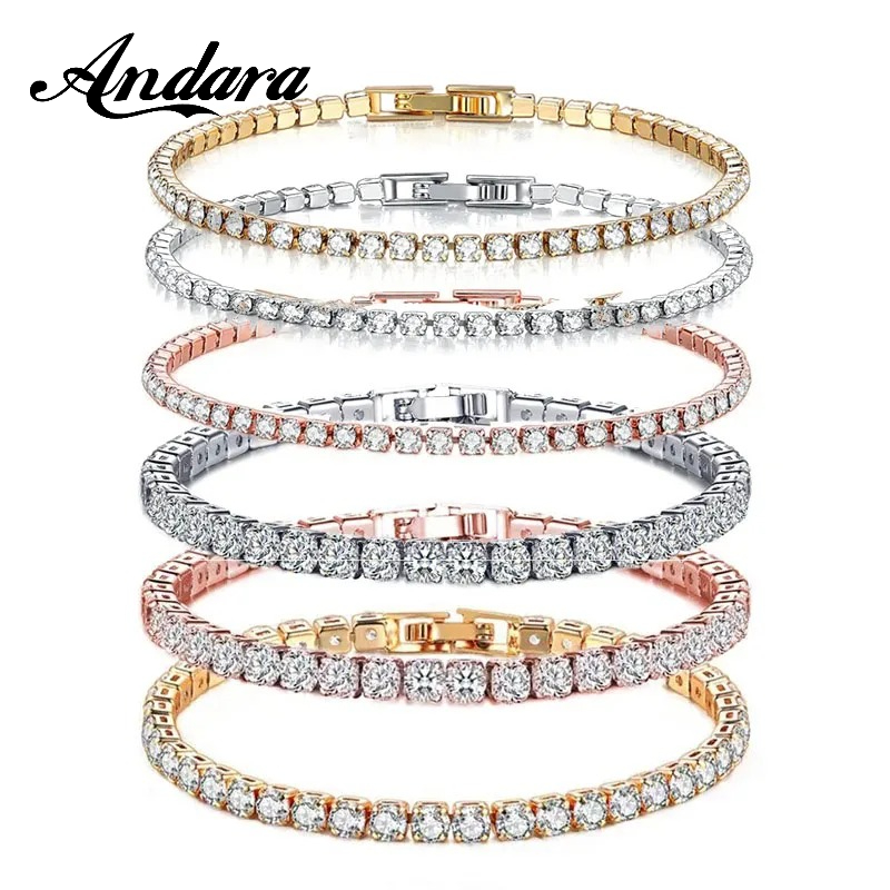 925 Sterling Silver Rose Gold  - Tennis Bracelet Cubic 评论和价格