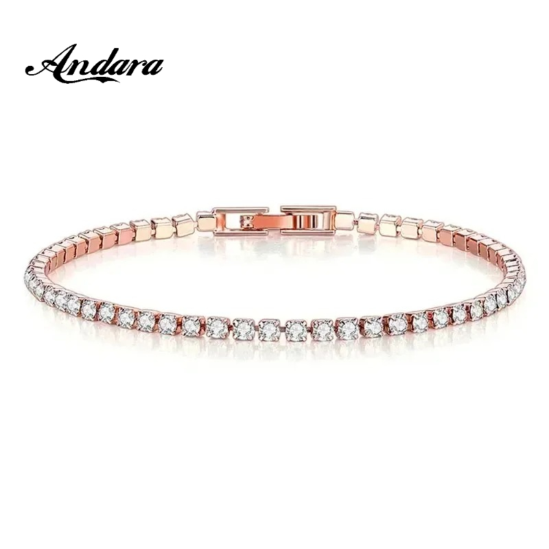 925 Sterling Silver Rose Gold  - Tennis Bracelet Cubic 评论和价格