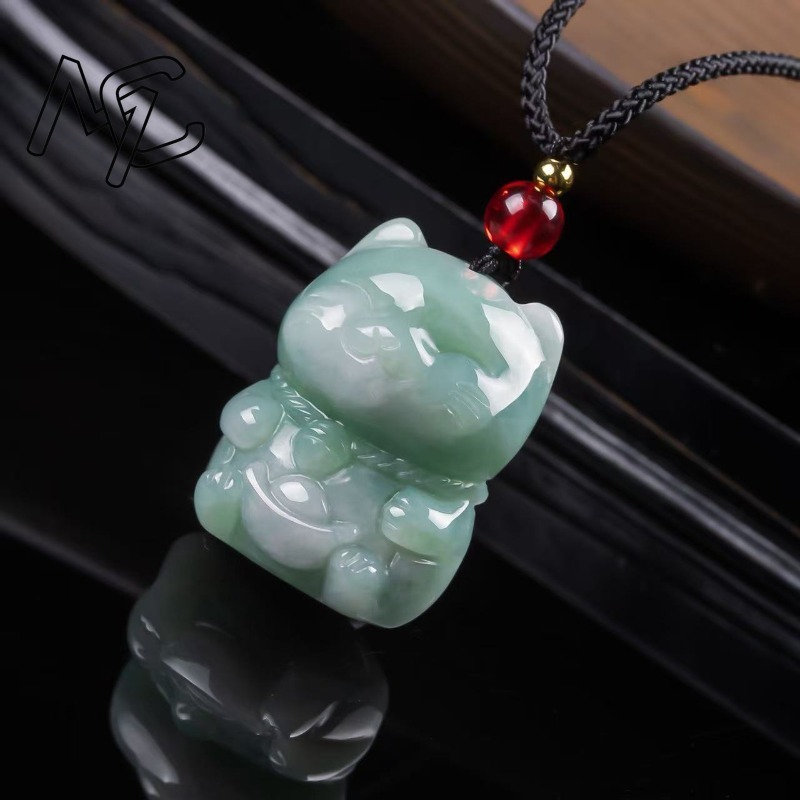 Natural Emerald Jade Lucky Cat - Jewelry & Watches Vitopoulos 评论和价格