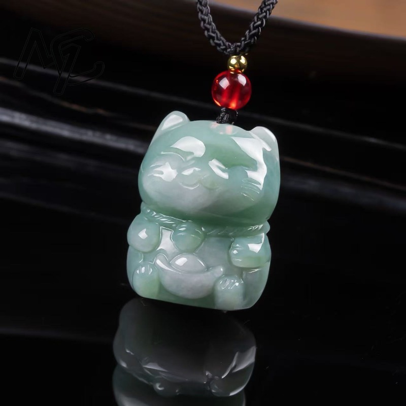Natural Emerald Jade Lucky Cat - Jewelry & Watches Vitopoulos 评论和价格
