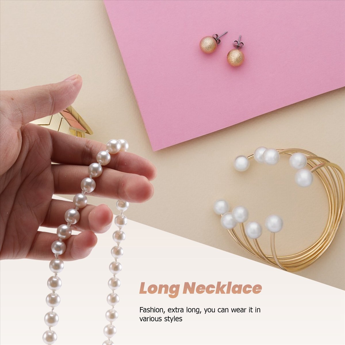 ABQR Faux Pearl Long Sweater C - Pearl Necklace 评论和价格