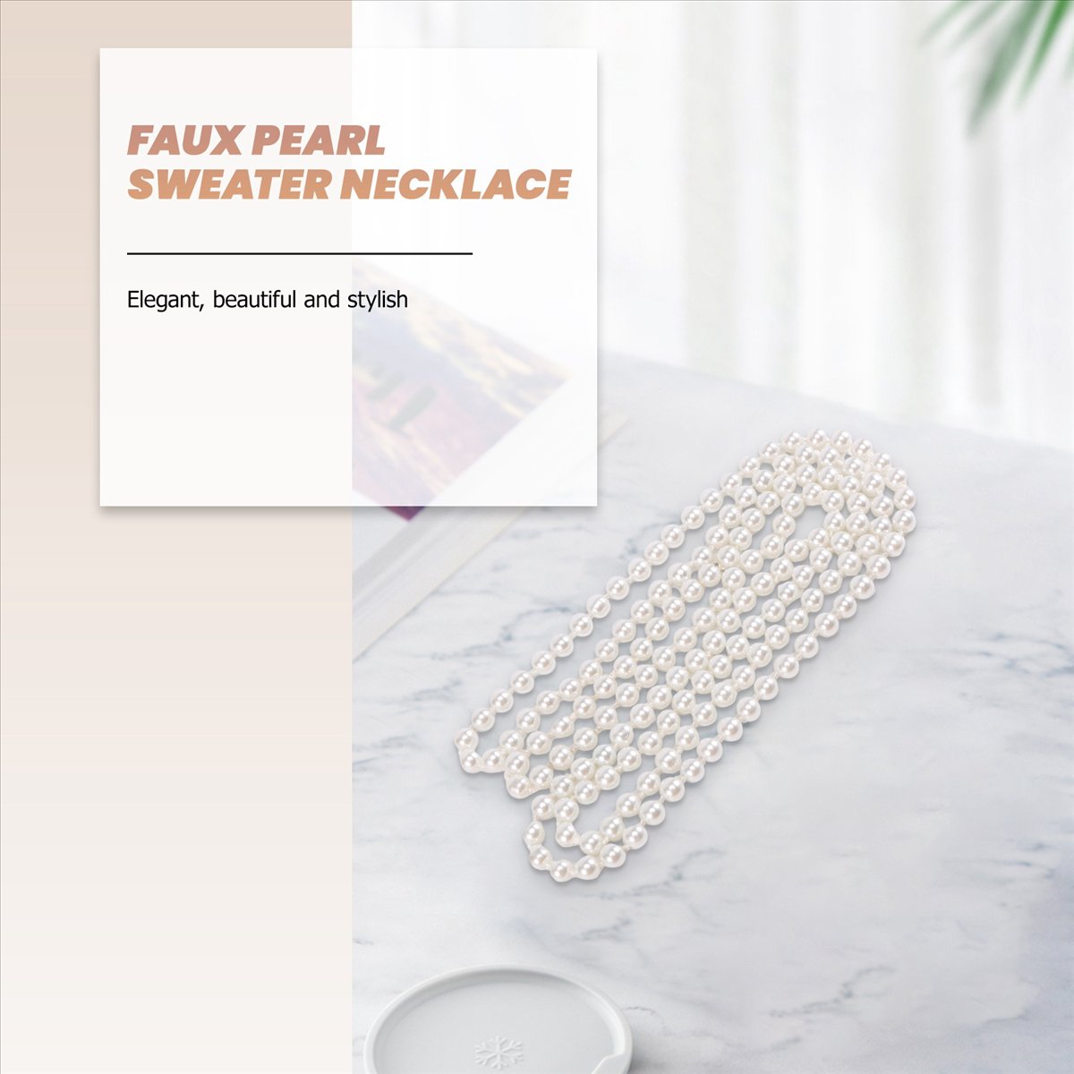 ABQR Faux Pearl Long Sweater C - Pearl Necklace 评论和价格
