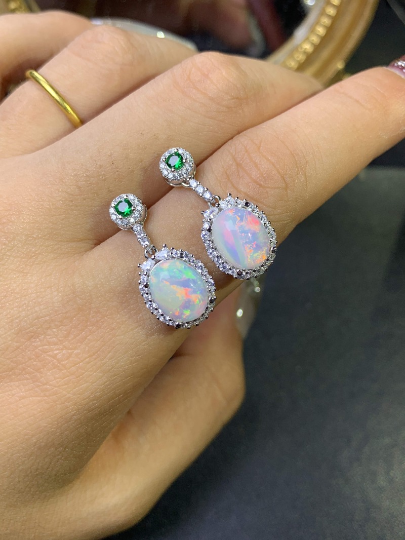925 Sterling Silver Opal Earri - Opal Earrings Dangle 评论和价格