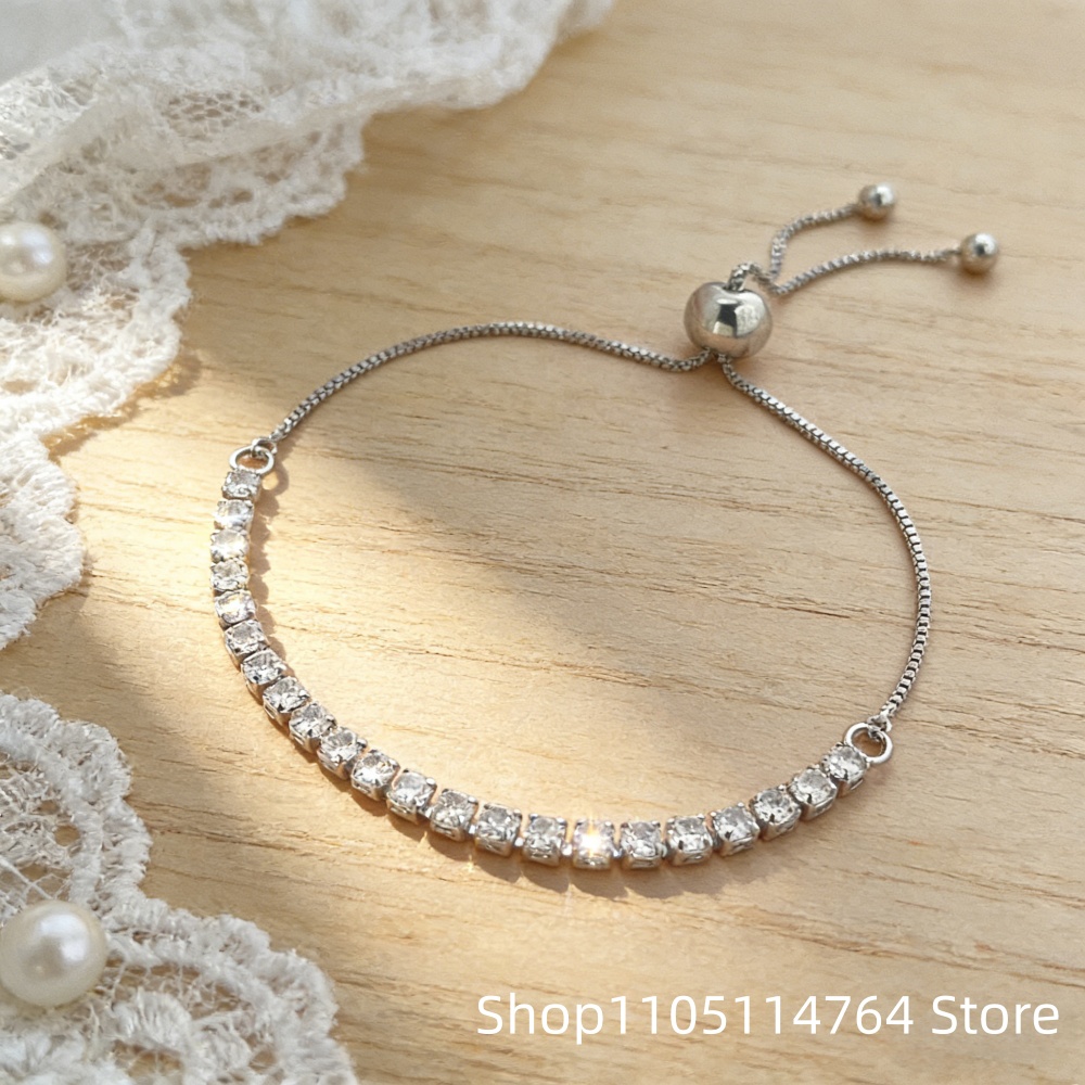 925 Sterling Silver Adjustable - Tennis Bracelet Cubic 评论和价格
