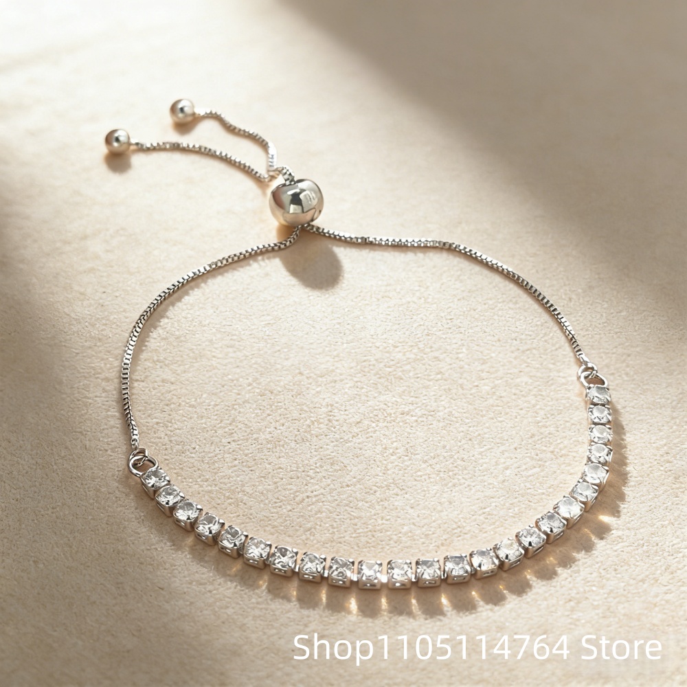 925 Sterling Silver Adjustable - Tennis Bracelet Cubic 评论和价格