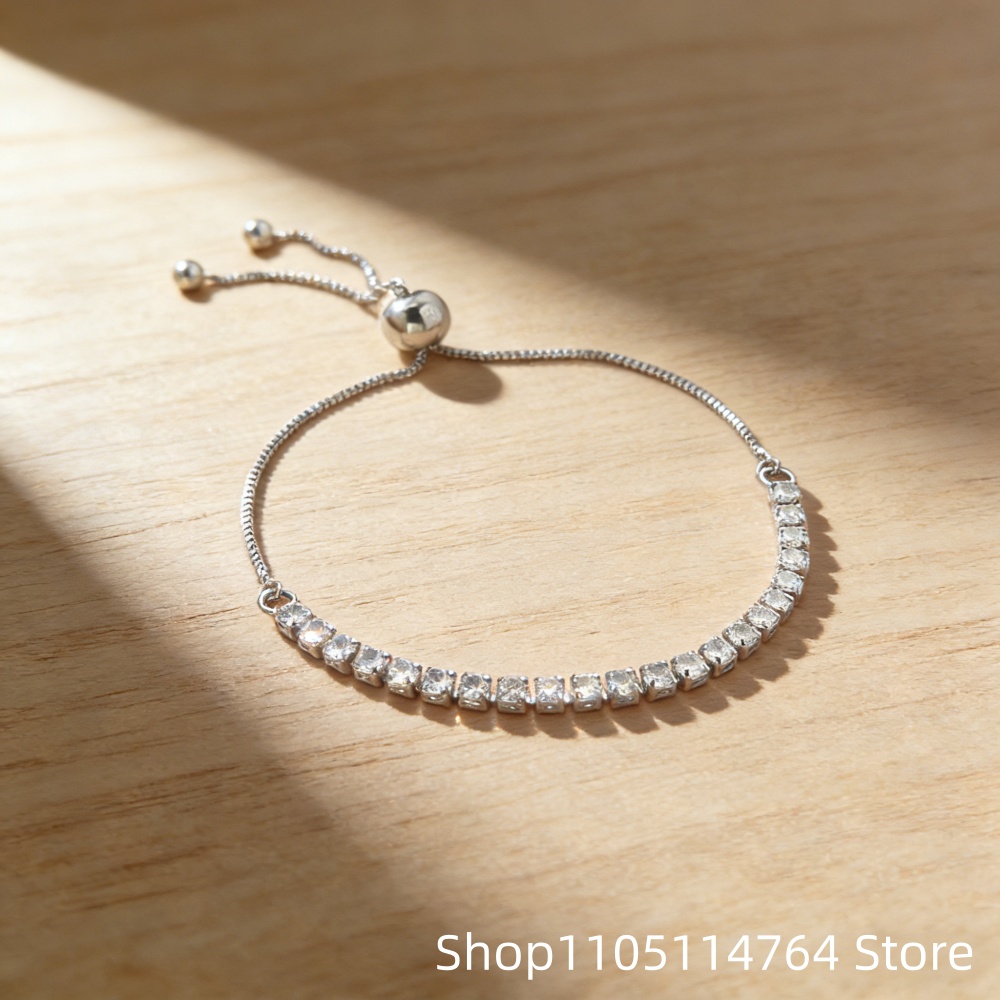 925 Sterling Silver Adjustable - Tennis Bracelet Cubic 评论和价格