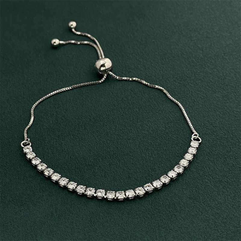 925 Sterling Silver Adjustable - Tennis Bracelet Cubic 评论和价格