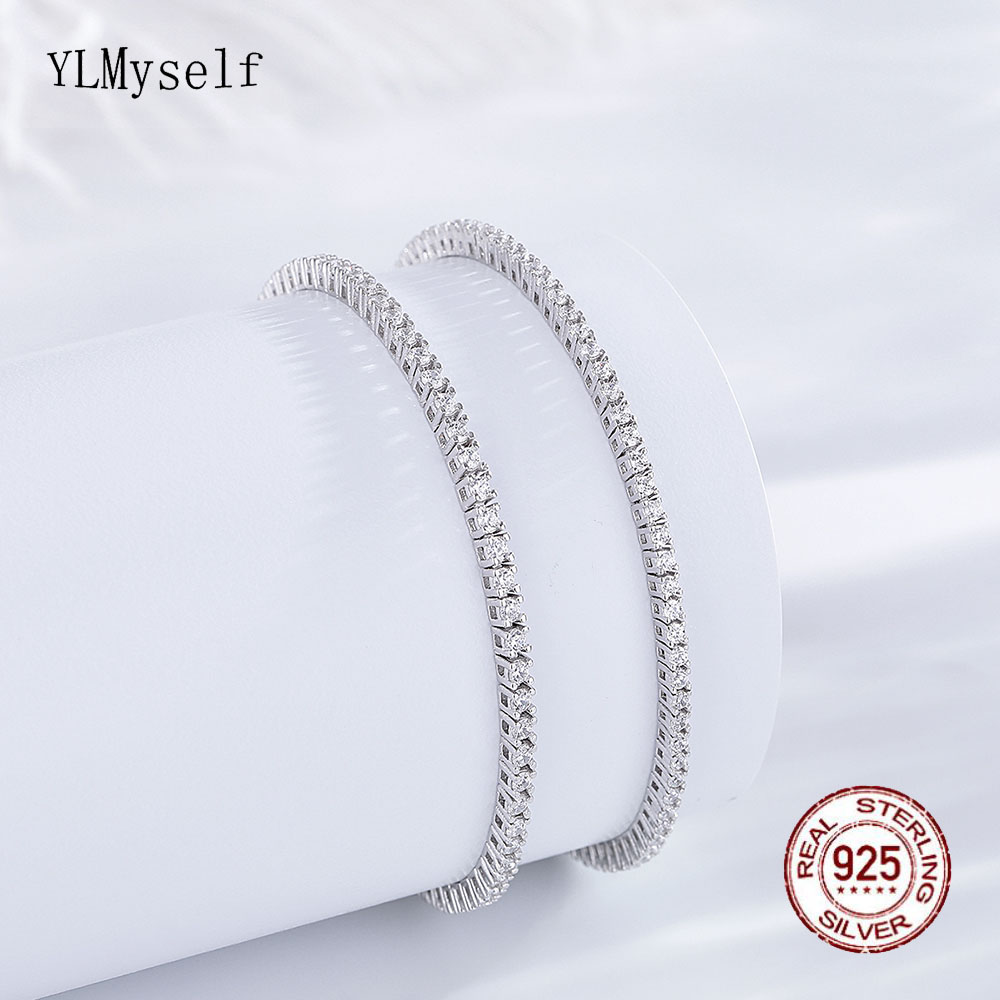 Real Silver 1.75mm/1.5mm White - Tennis Bracelet Cubic 评论和价格