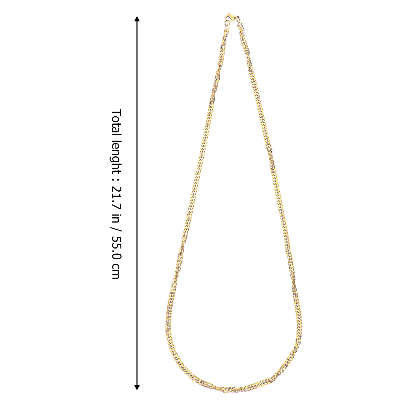1Pcs Golden Titanium Steel Dou - Hip Hop Chain Necklace 评论和价格