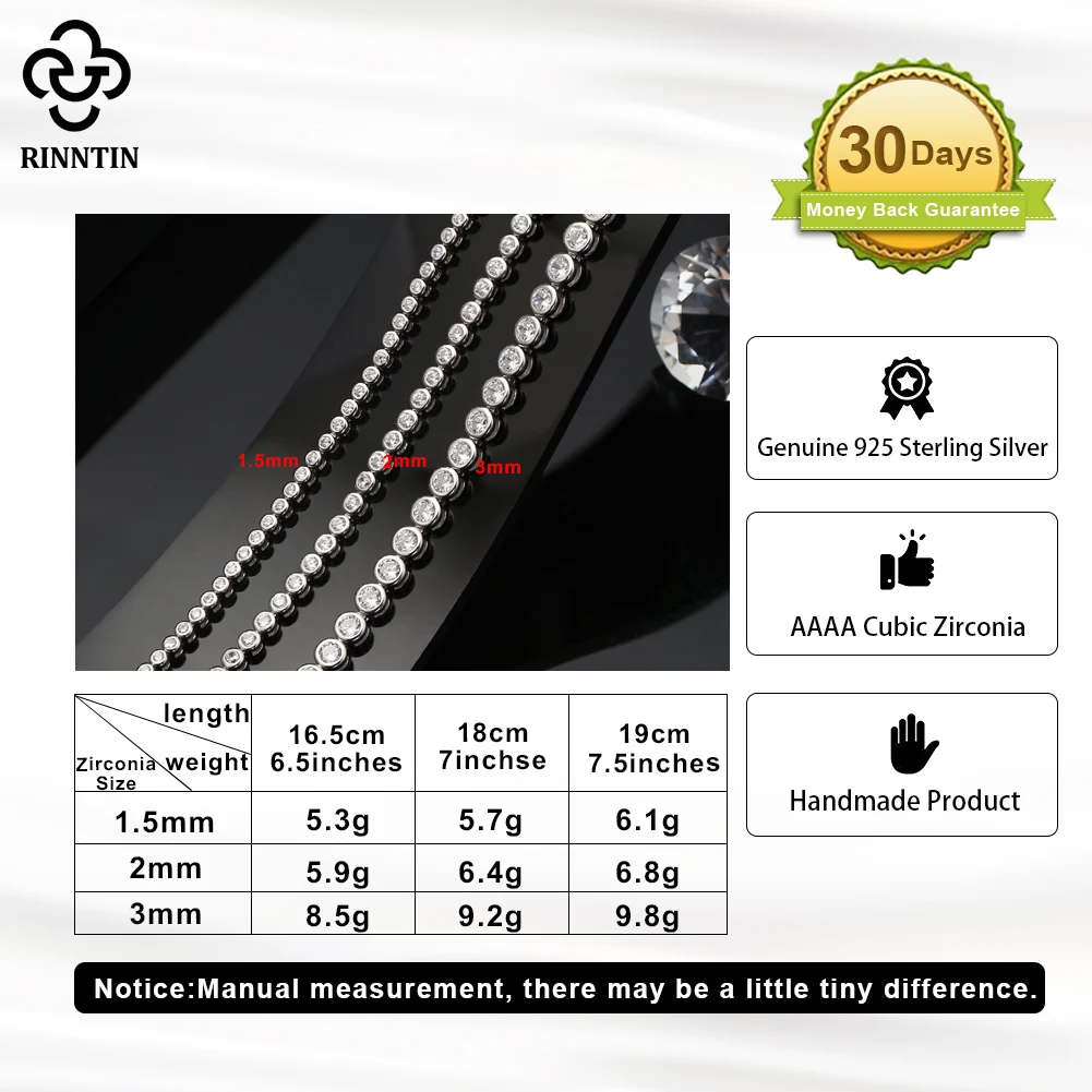 Rinntin Shiny Tennis Bracelet  - Tennis Bracelet Cubic 评论和价格
