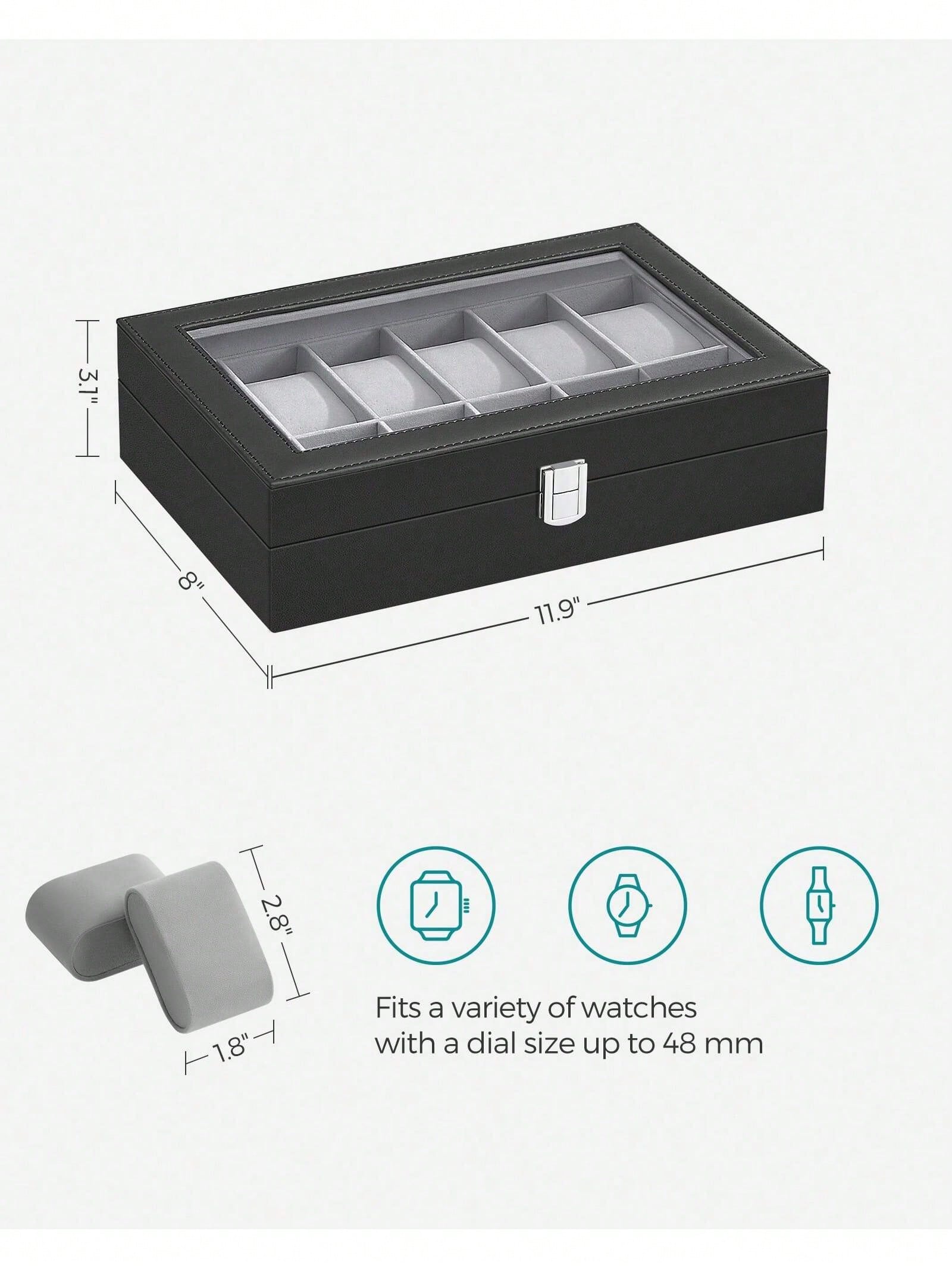 12-Slot Lockable Watch Box wit - Jewellery Watch 评论和价格