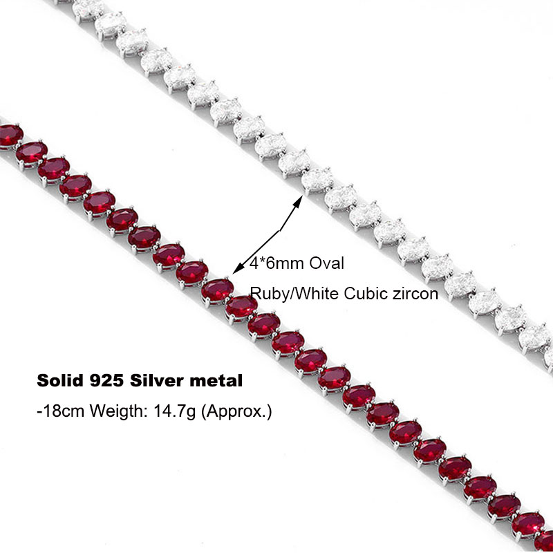 Real 925 Fine Jewelry Pave 4*6 - Tennis Bracelet Cubic 评论和价格