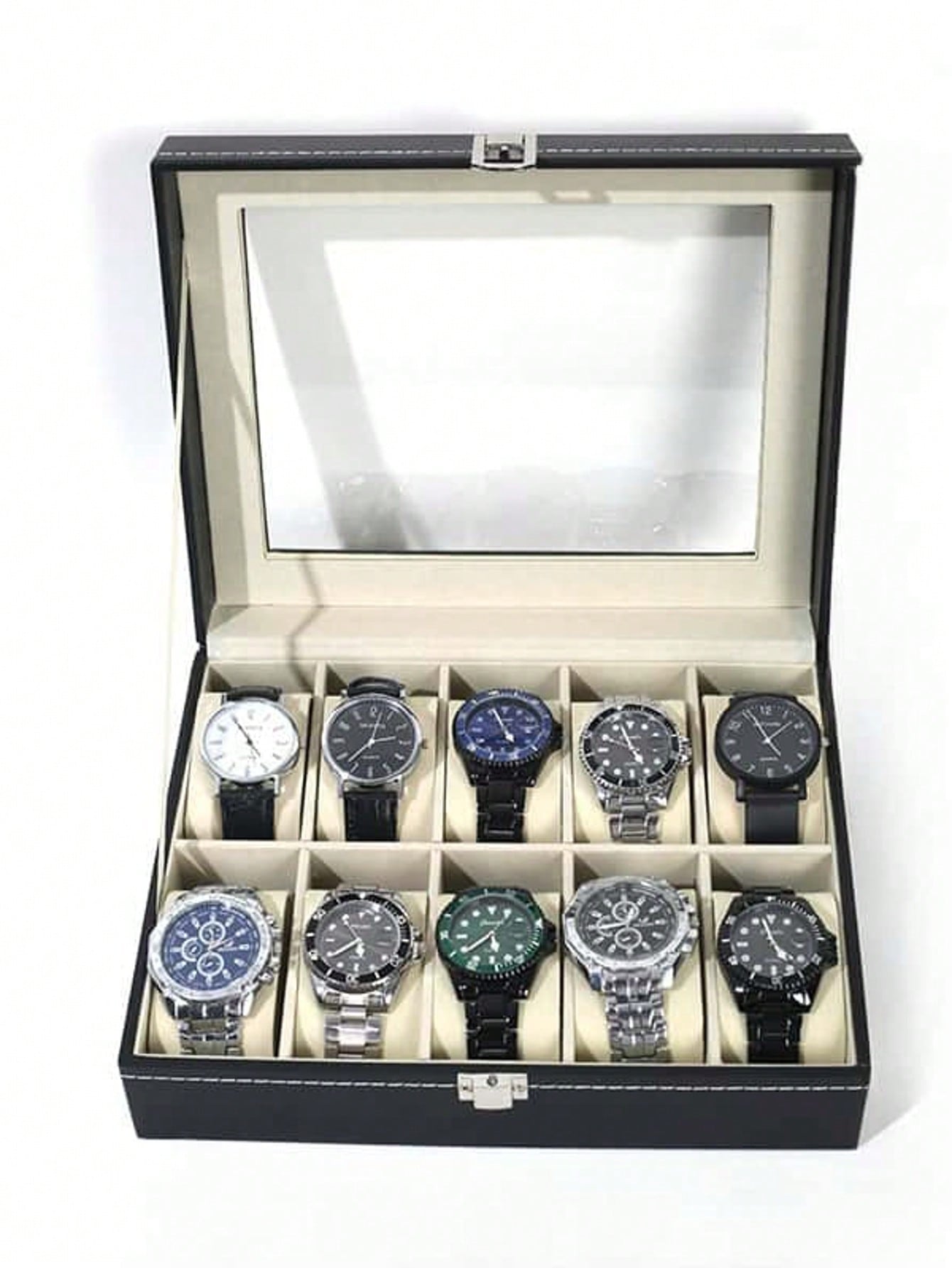 Leather Watch Box with Lock, L - Jewelry Like Watches 评论和价格
