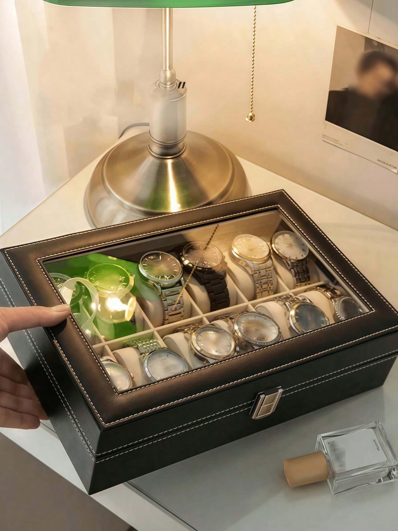 Leather Watch Box with Lock, L - Jewelry Like Watches 评论和价格