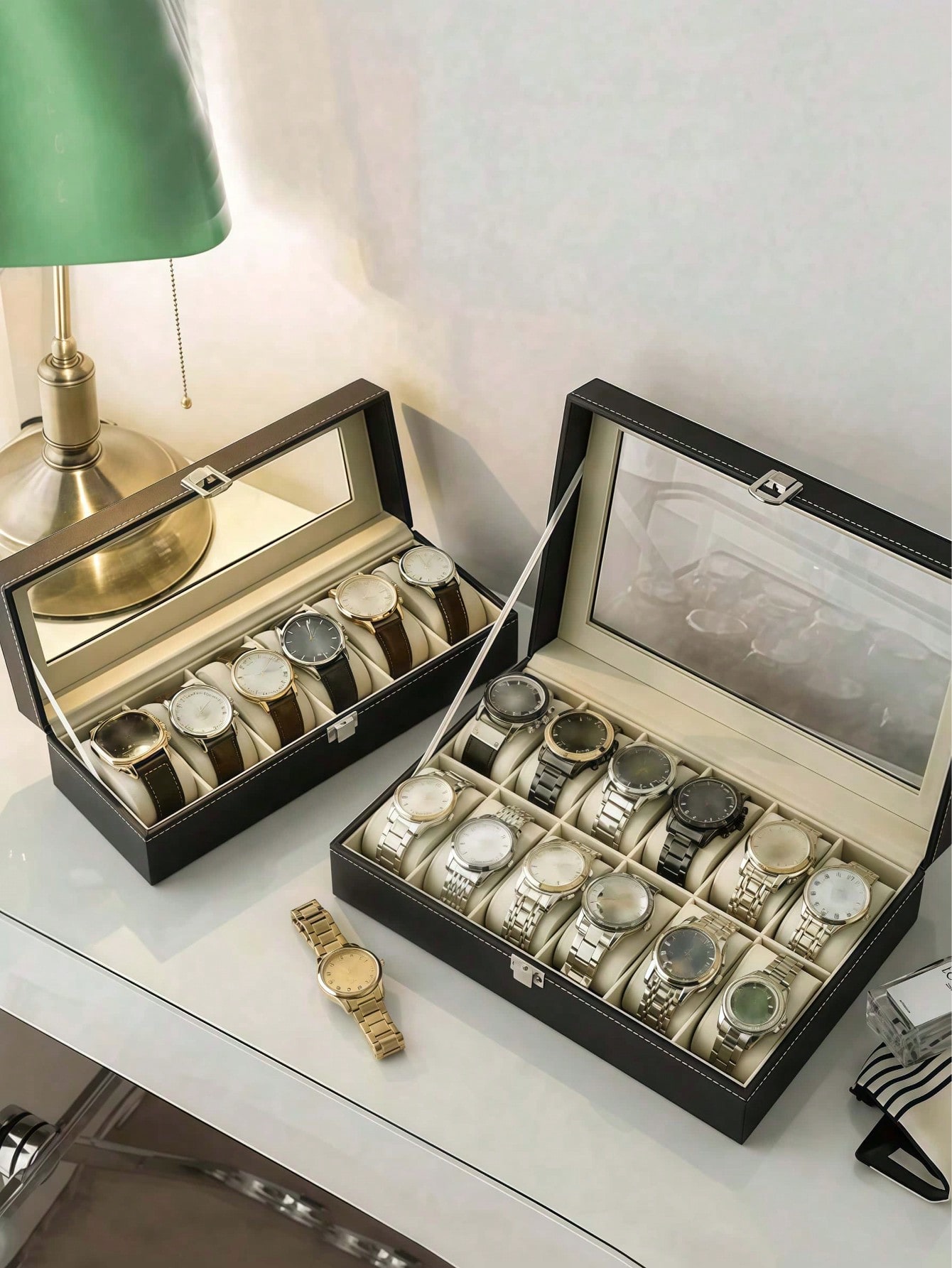 Leather Watch Box with Lock, L - Jewelry Like Watches 评论和价格