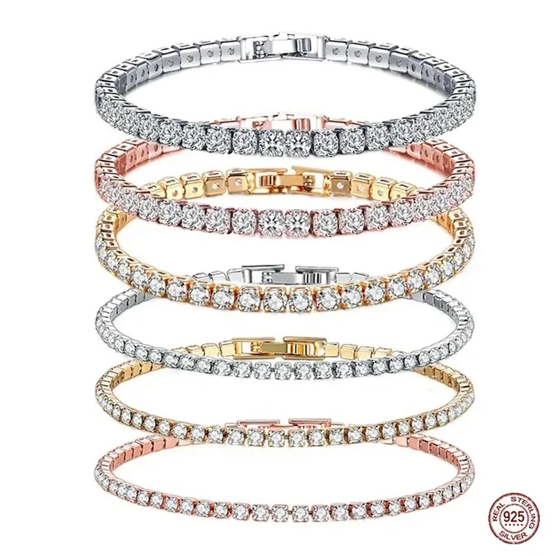 Hip hop 925 sterling silver cu - Tennis Bracelet Cubic 评论和价格