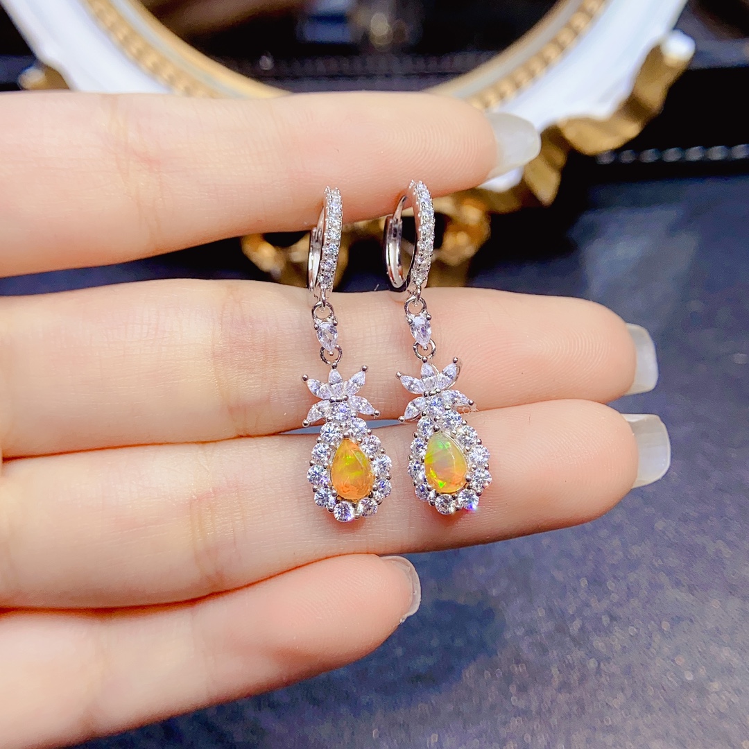 925 Sterling Silver Classical  - Opal Earrings Dangle 评论和价格