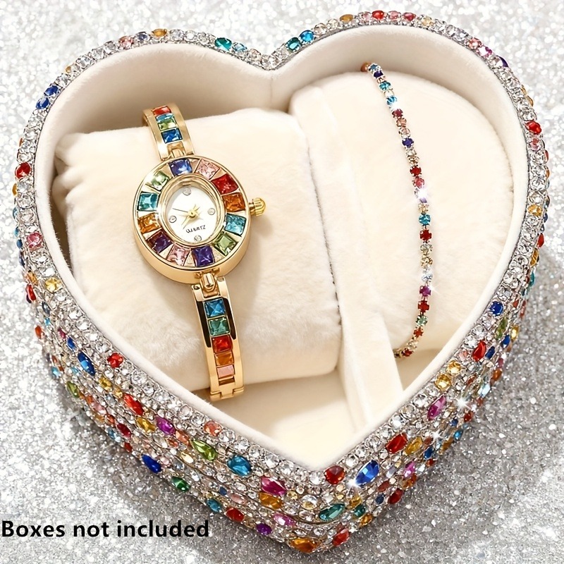 2pcs Elegant Colorful Rhinesto - Jewelry Like Watches 评论和价格
