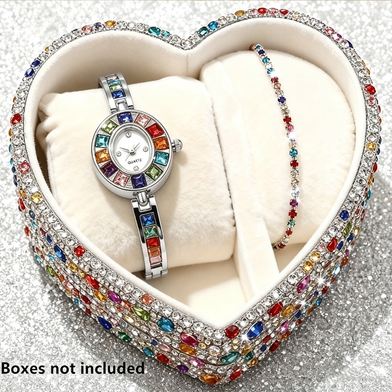 2pcs Elegant Colorful Rhinesto - Jewelry Like Watches 评论和价格