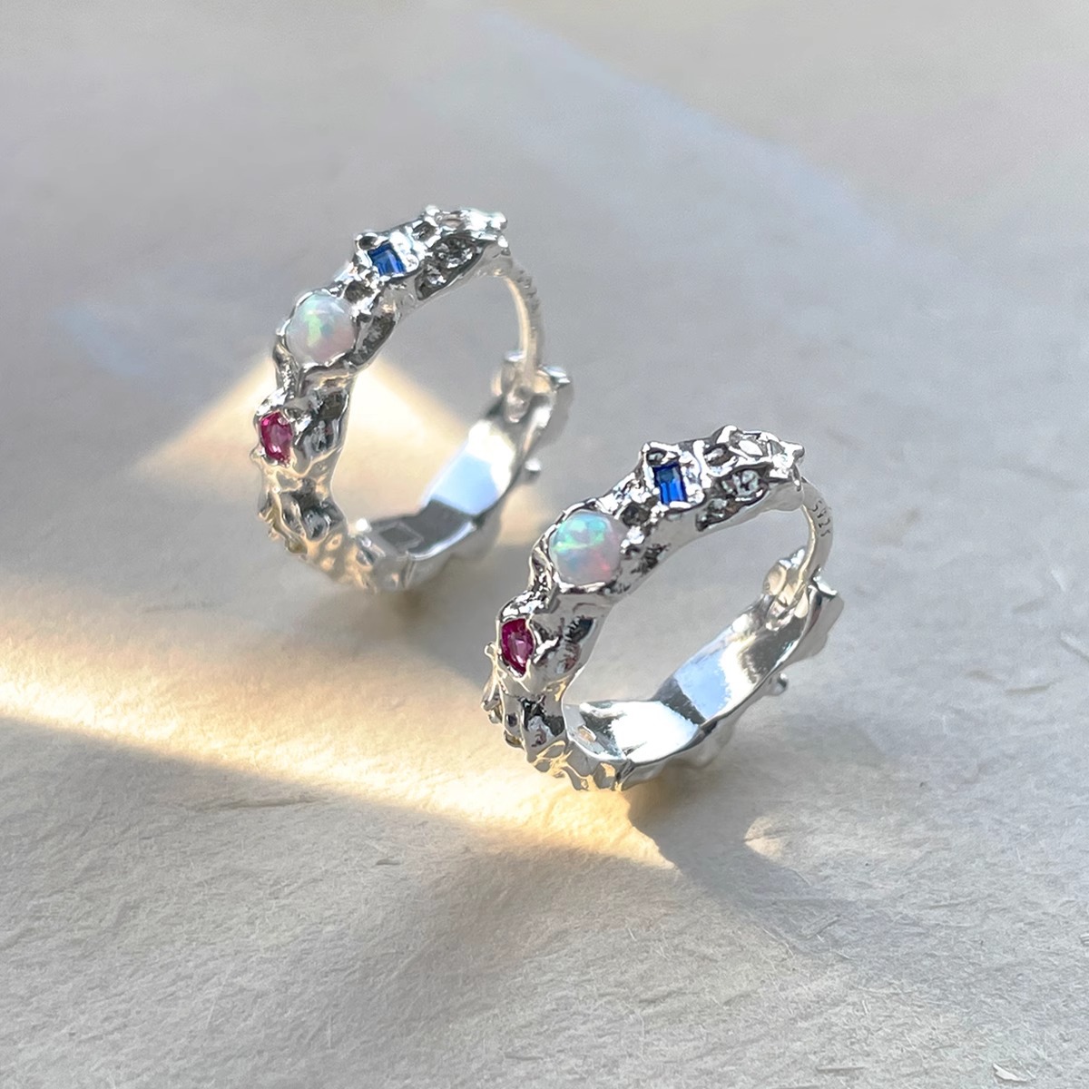 925 Sterling Silver Opal Hoop  - Opal Earrings Dangle 评论和价格