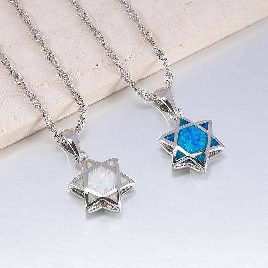 Star of David Opal Pendant Nec - Jewelry & Watches Vitopoulos 评论和价格