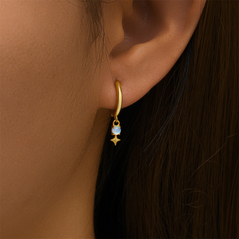 ROXI White Opal Drop Hoop Earr - Opal Earrings Dangle 评论和价格